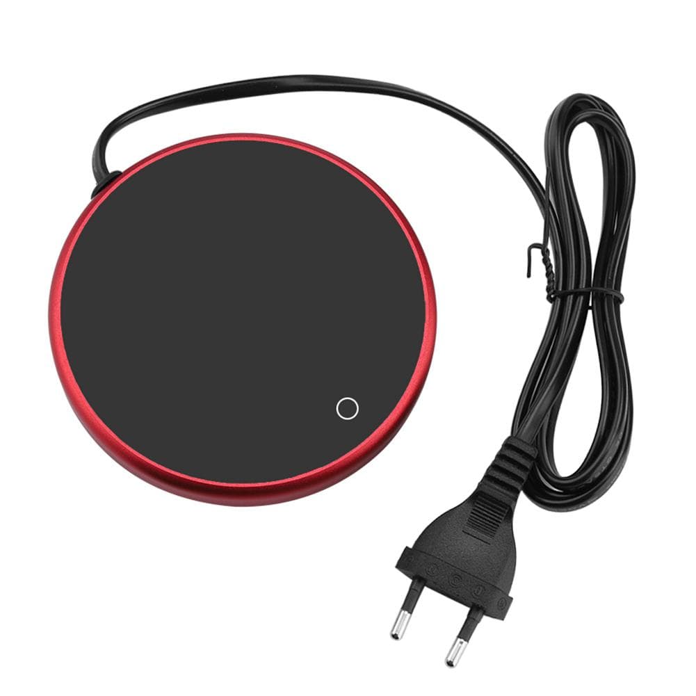 Electric Cup Warmer Pad Desktop Tea Coffee Milk Mug Heater Coaster Tray (Black ) Red