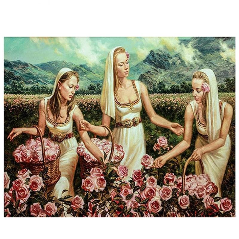 Full Round Diamond Embroidery Woman with Basket Flower Diamond Painting Cross Stitch 20X30CM