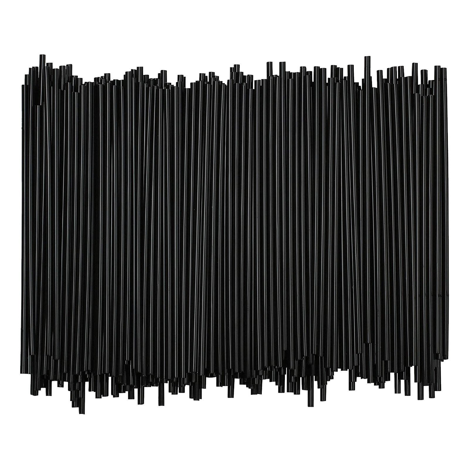 500pcs Plastic Straw Disposable Straw Coffee Stirring Stick Cocktail Decoration Straight Tube One Size black