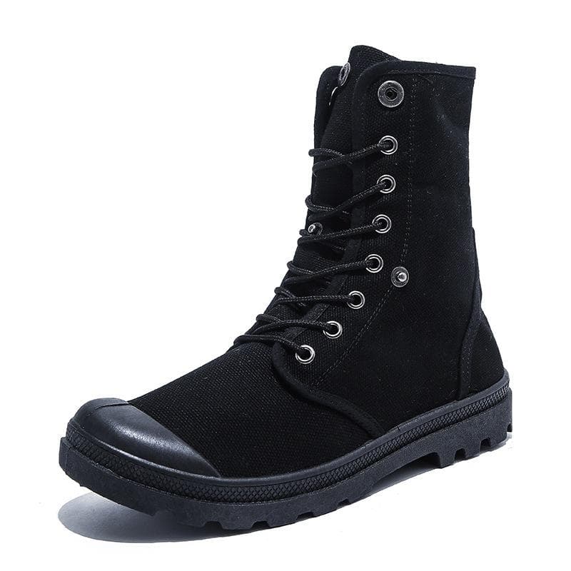Spring Autumn Cloth Shoes Mens Ankle Single Boots Flat Non-slip Street Style High top Brand Male Footwear Black Green Blue Plus Size 45 45 black