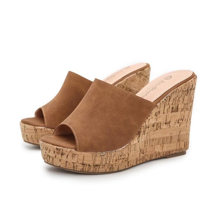 New Trending Women's Fashion Wedge Sandals Open Peep Toe Espadrille Platform Sandals Woman Girls Wedges Summer Bohemian Slip-on Heeled Sandals 37 brown