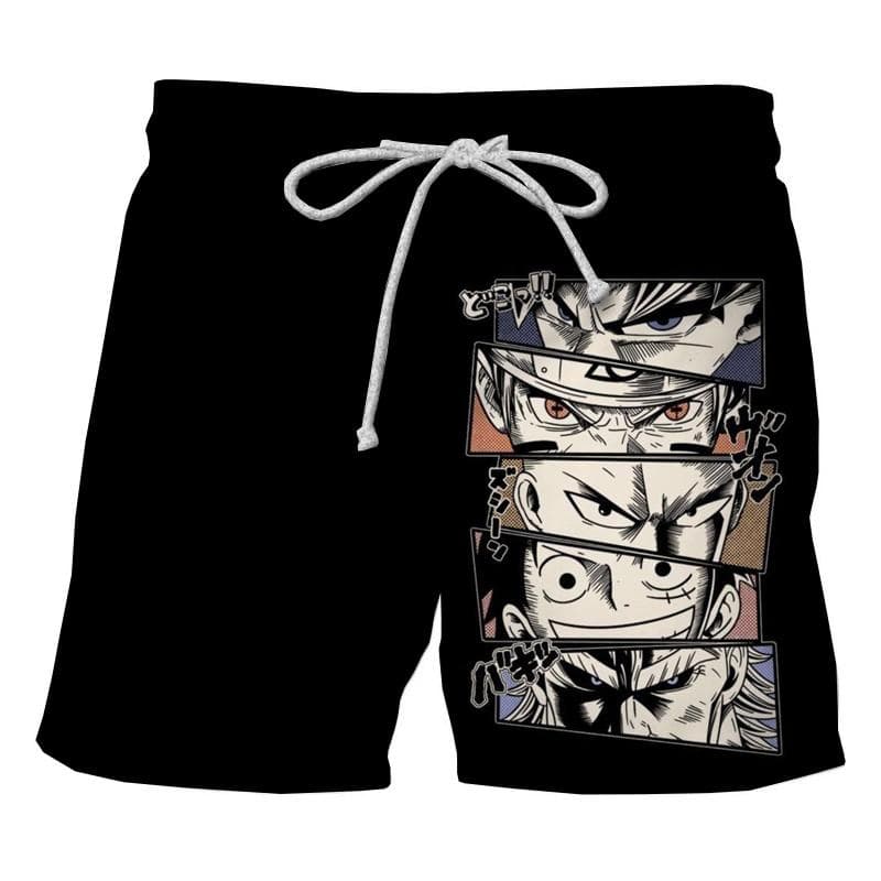 2022 Summer Japanese Anime One Piece Luffy Zorro Print Men's Swimming Shorts Quick Dry Beachwear Swimwear Surfboard Sports Pants S