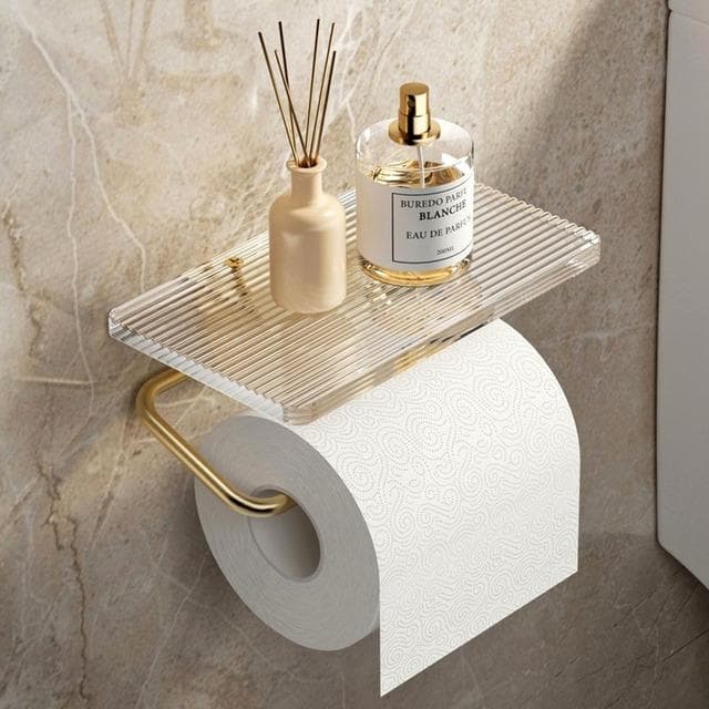 Toilet Paper Holder Acrylic and Aluminum Alloy Material European Royal Noble Waterproof Towel Paper Holder Bathroom Accessories gold