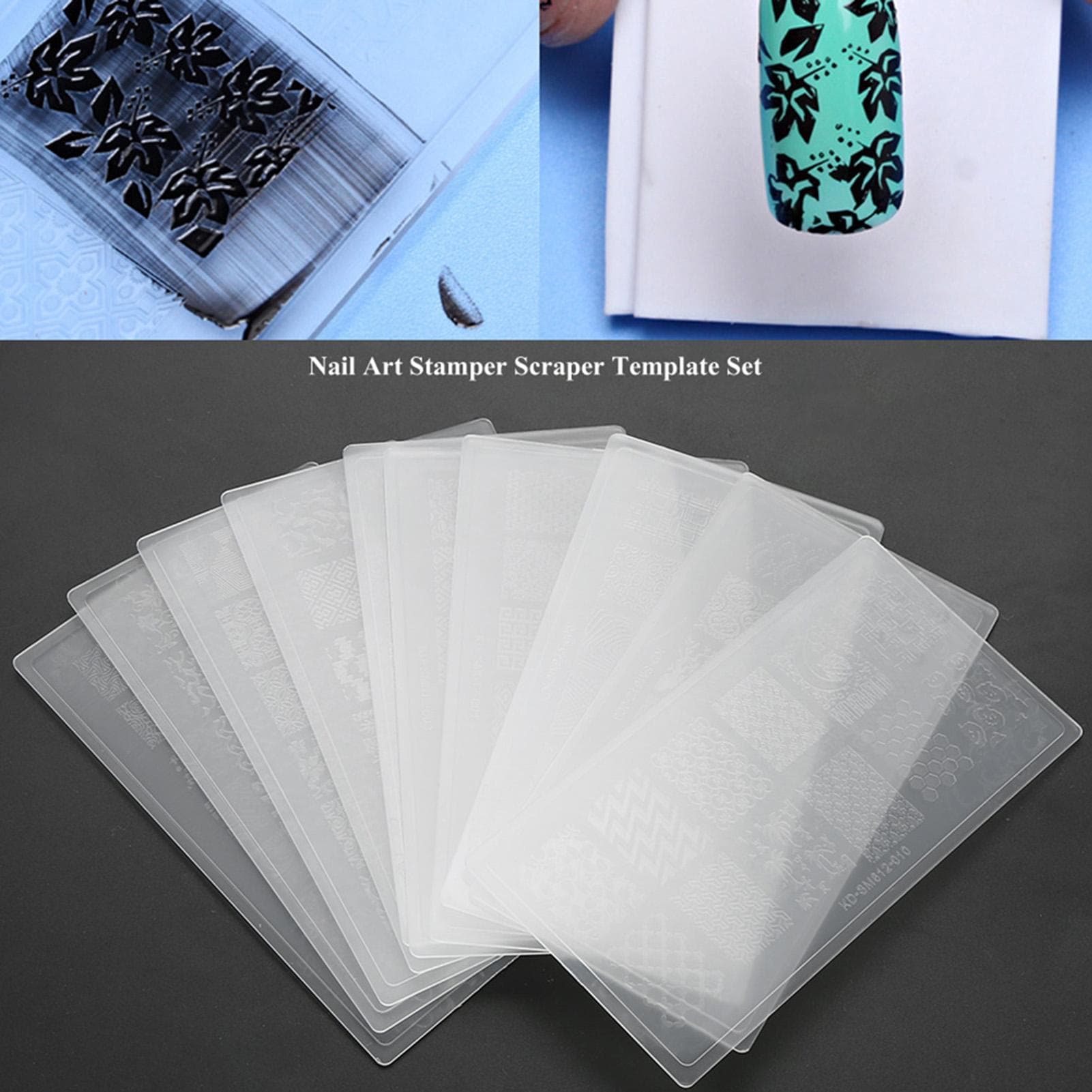 Silicone Nail Polish Transfer Stamper Scraper Template Set Manicure Tool