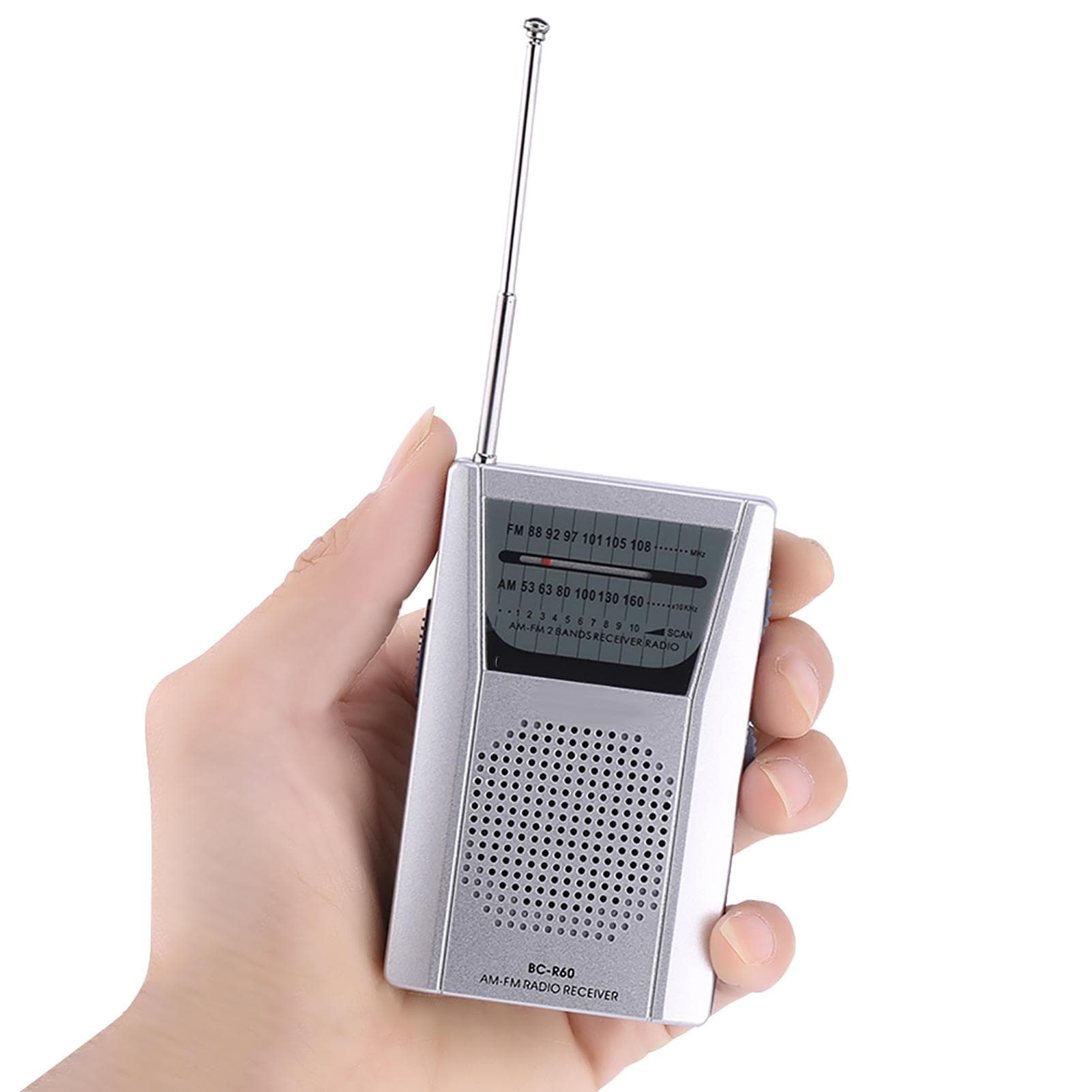Universal Mini Radio Portable FMAM World Receiver Built in Speaker Silver