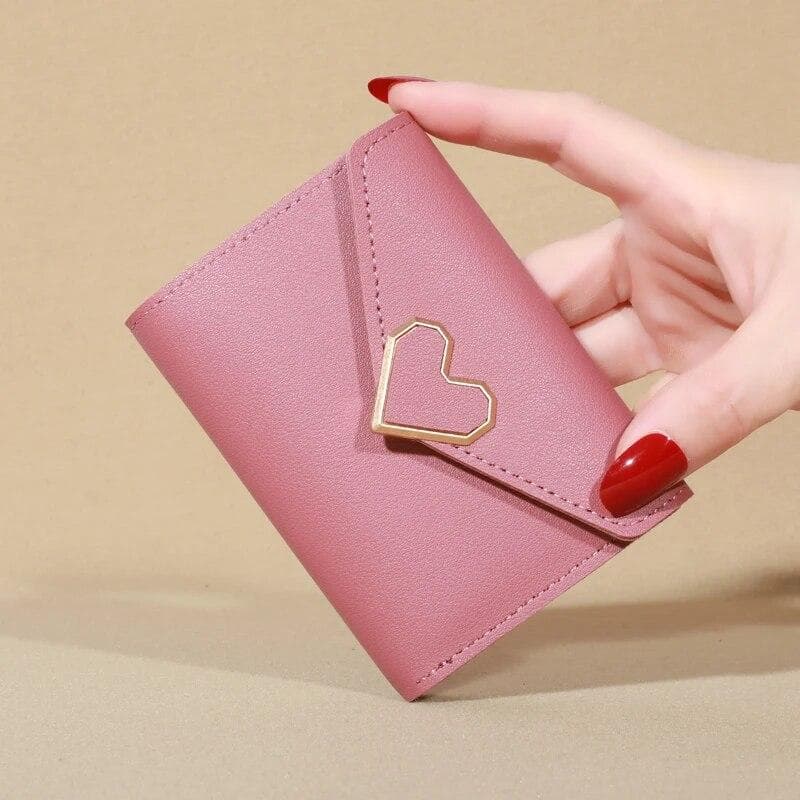 New Small Wallet Women's Short Fold Personalized Cute Mini Fashion Wallet Zero Wallet dark pink