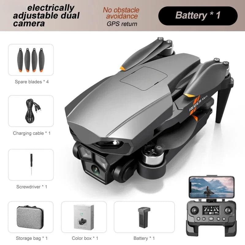 RG601 MAX RC Drone Professional Brushless  GPS HD ESC Dual Camera FPV Aerial Photography Folding Quadcopter WIFI Obstacle Avoidance One-click Return With out OAS-1B black