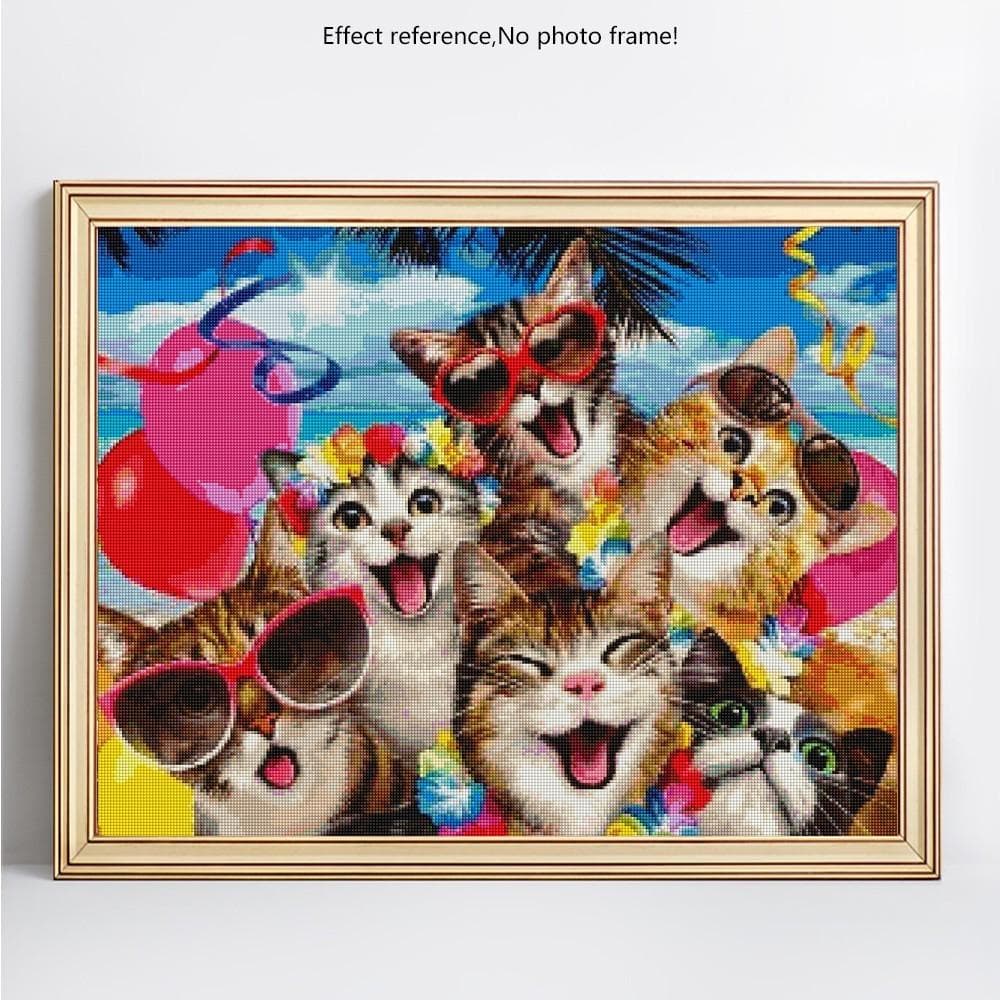 Diamond Painting Cat Diamond Embroidery Sale Animal Full Round Rhinestone Picture 5d Diy Diamond 20X30