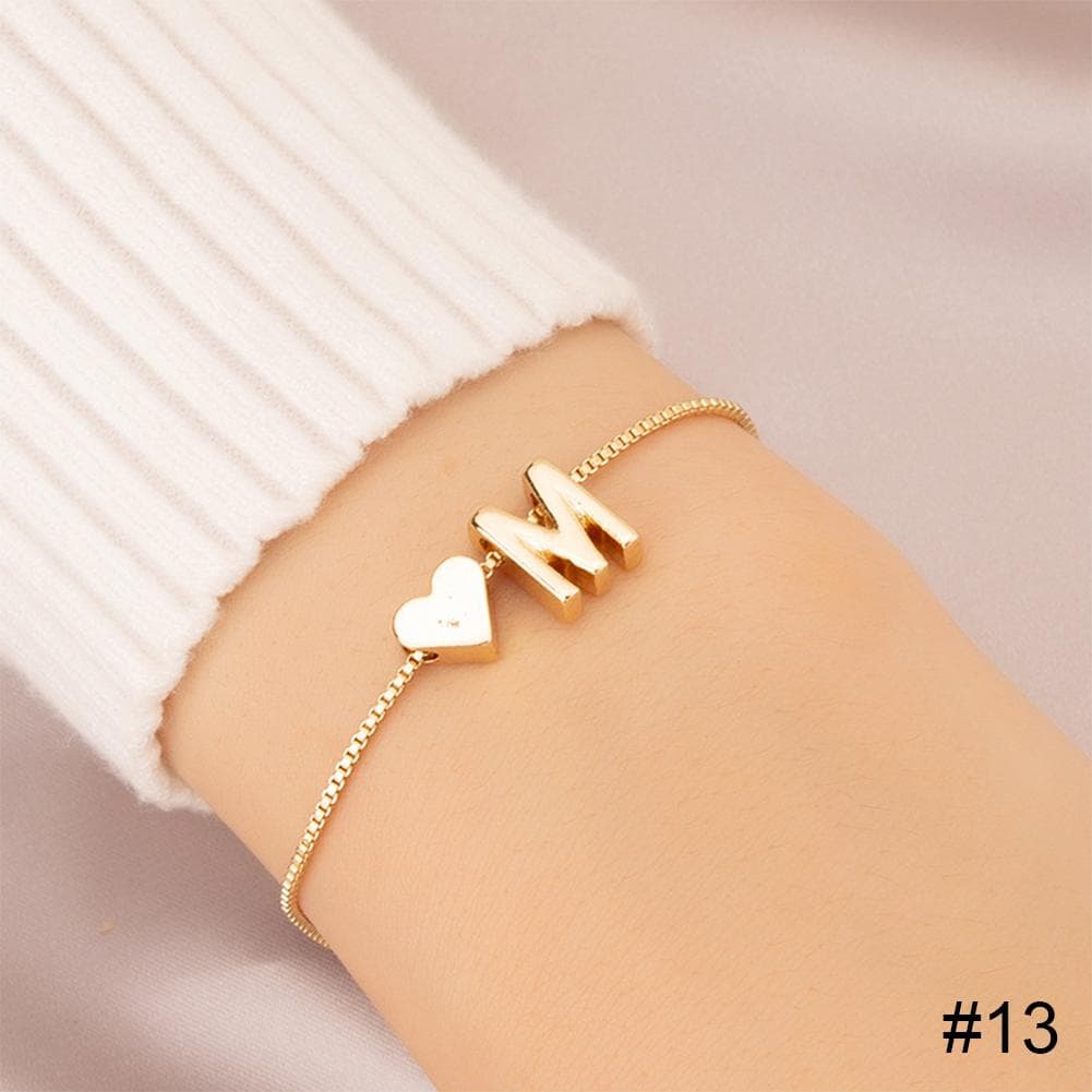 Simple Fashion Love Letter Bracelet Retro Adjustable Alloy Letter Bracelet Women Hand Jewelry M gold