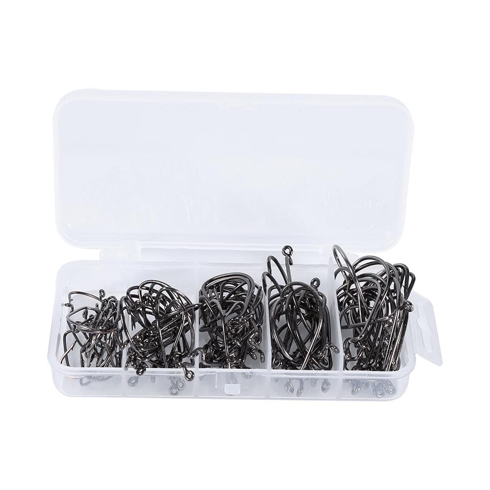 100PCSBox Fishing Crank Hook High Carbon Steel Offset Lure Jig Worm Fishing Accessories Tools