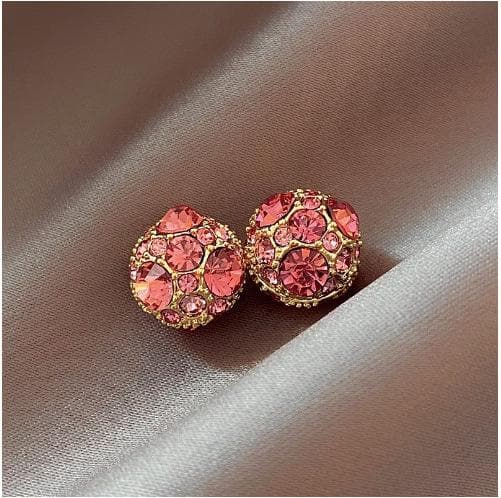 Magnet Earring Zircon Crystal Strong Magnetic Therapy Slimming Health Care Power Clip Earrings Party Wedding Jewelry 1 Pair pink