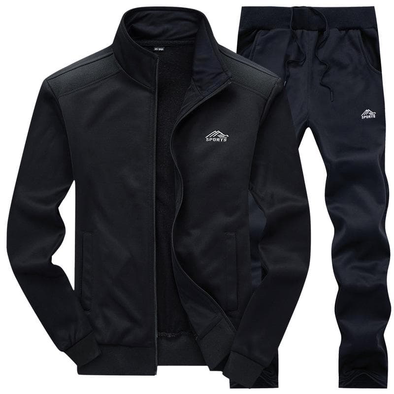 Men's Spring & Autumn Tracksuit for Middle-Aged & Elderly: Casual Two-Piece Running Sportswear for Dads. L