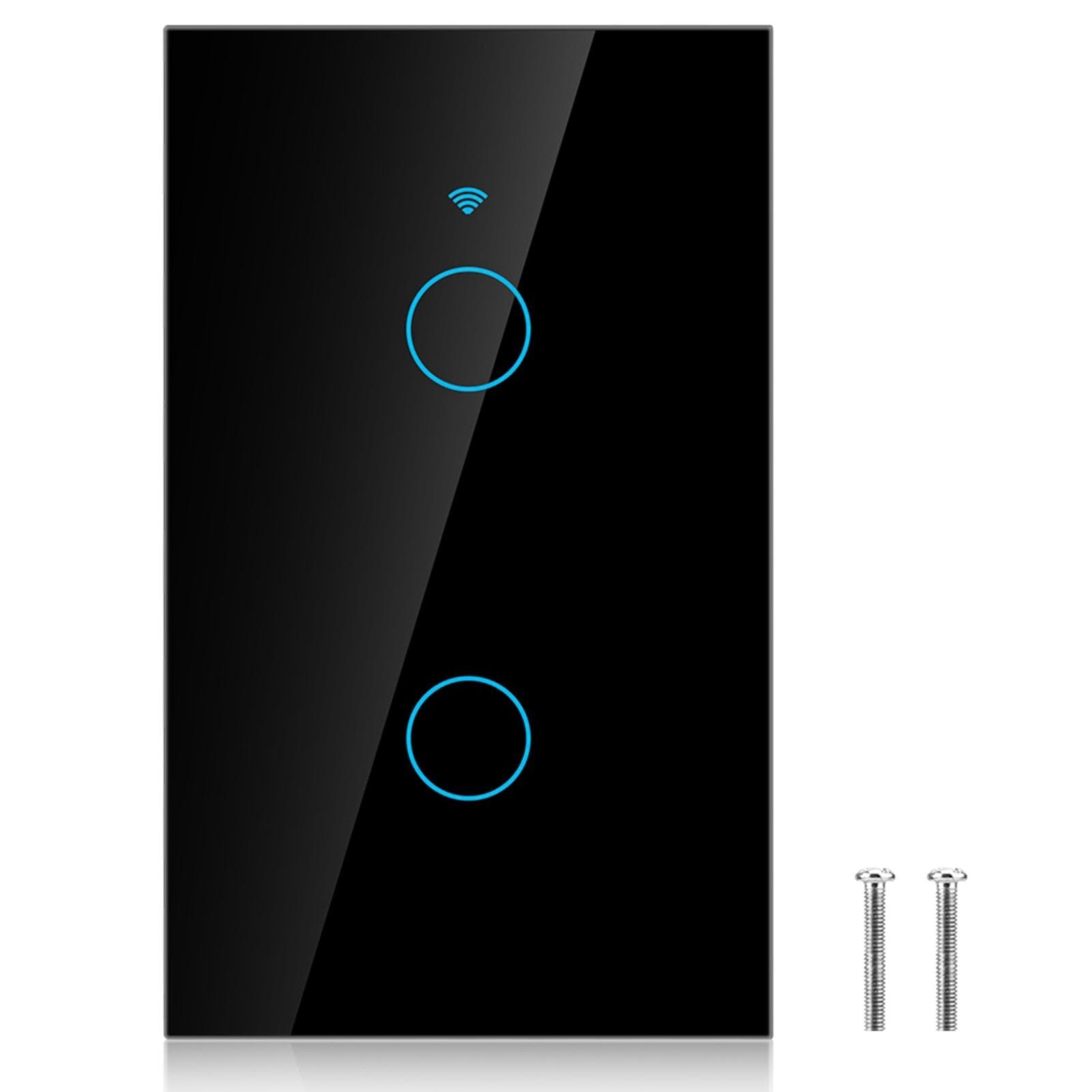 WiFi Touch Screen Switch Single Circle for Alexa Google 2?Way AC  (Black )