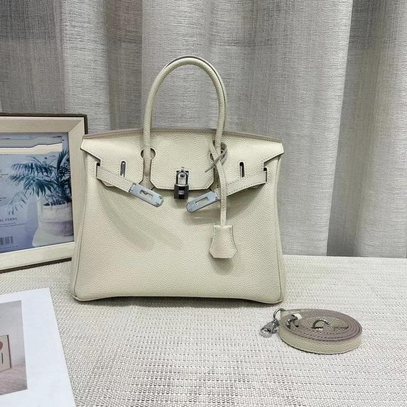 New Gold Buckle Silver Buckle Layer Cowhide Togo Platinum Bag Genuine Leather Women's Bag Hand-held Bag 20x10x16cm