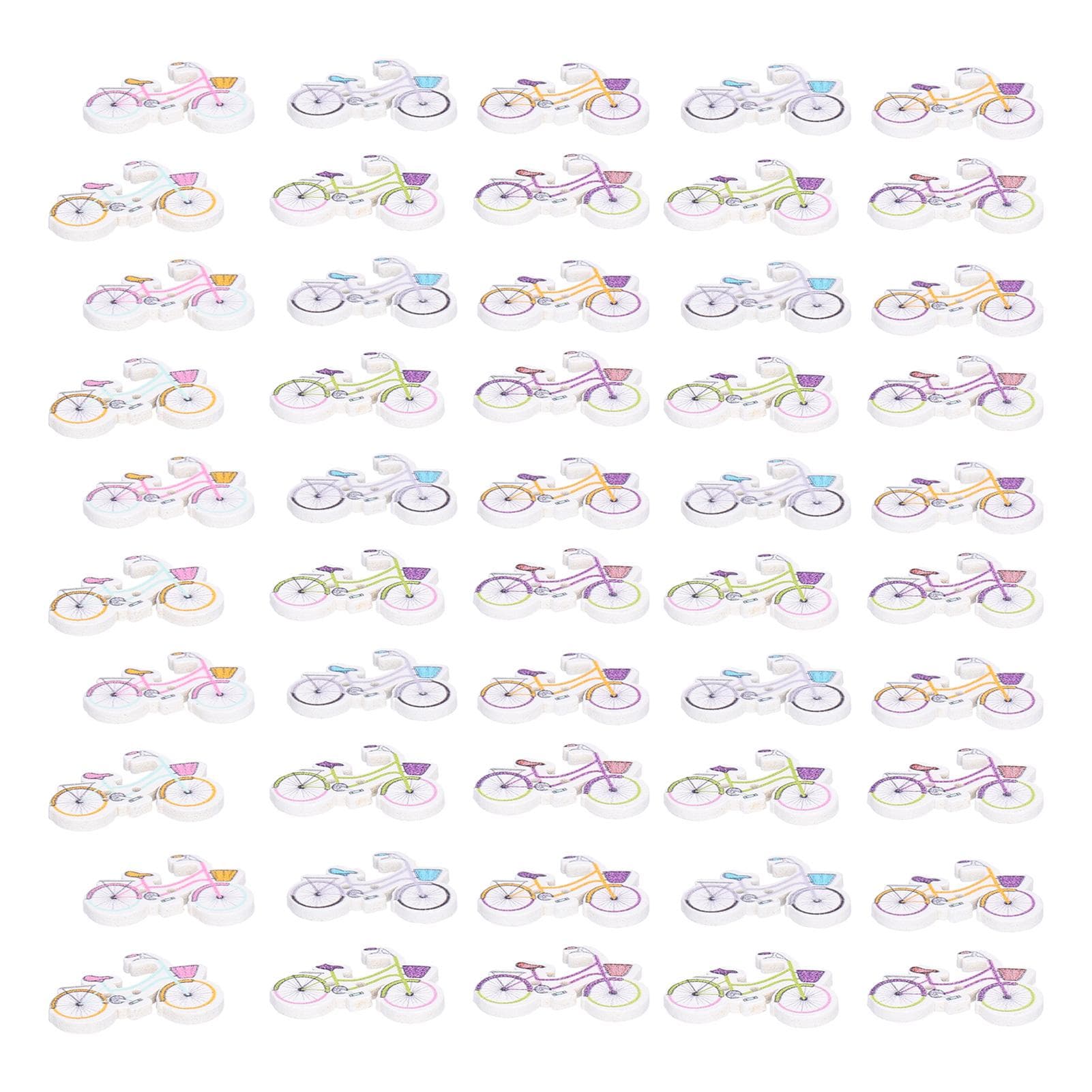 50pcs Wood Button Cartoon Bicycle Wooden Buttons DIY Sewing Accessories Decoration for Sewing Crafts