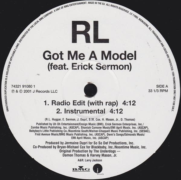 12inch Record RL ERICK SERMON Got Me A Model 74321910801 J RECORDS 2001 Germany Rap HipHopRB Used