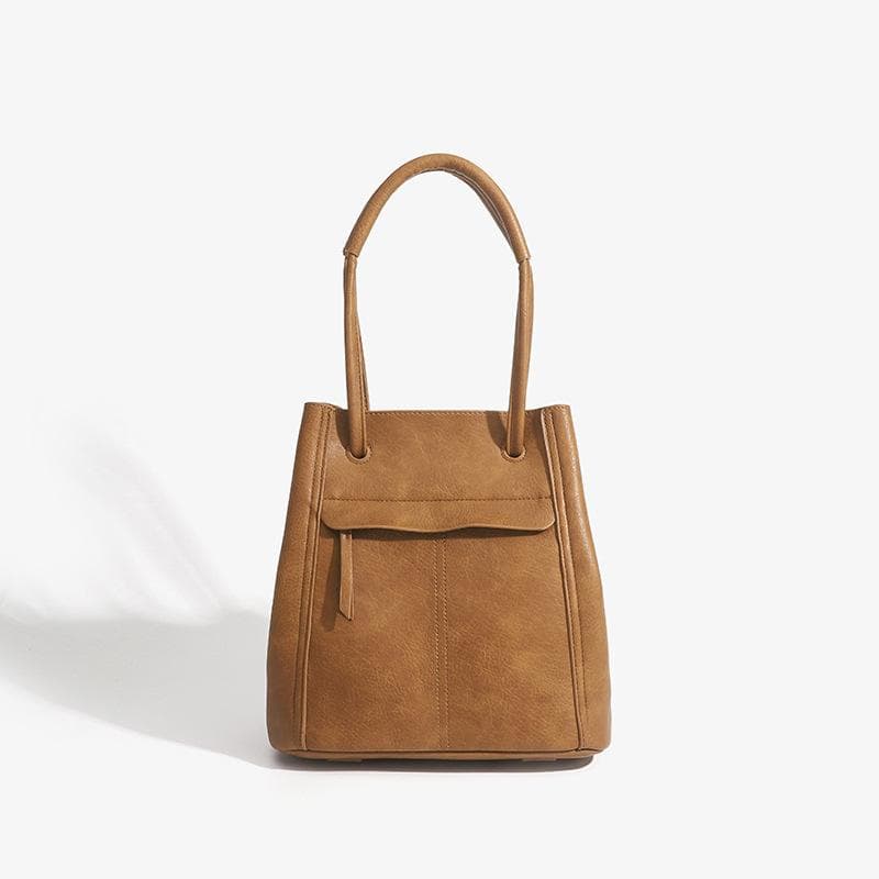 Retro Soft Leather Bucket Bag, Women's Mother Bag, Commuting Crossbody Bag, Large-capacity Single-shoulder Bag