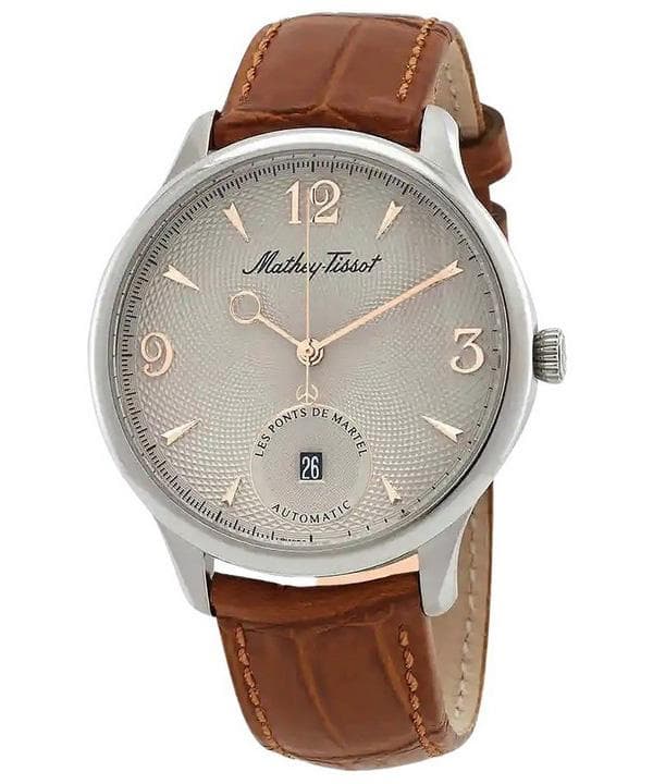 Mathey-Tissot Edmond Automatic Limited Edition Leather Strap Silver Dial AC1886CIA Men's Watch silver