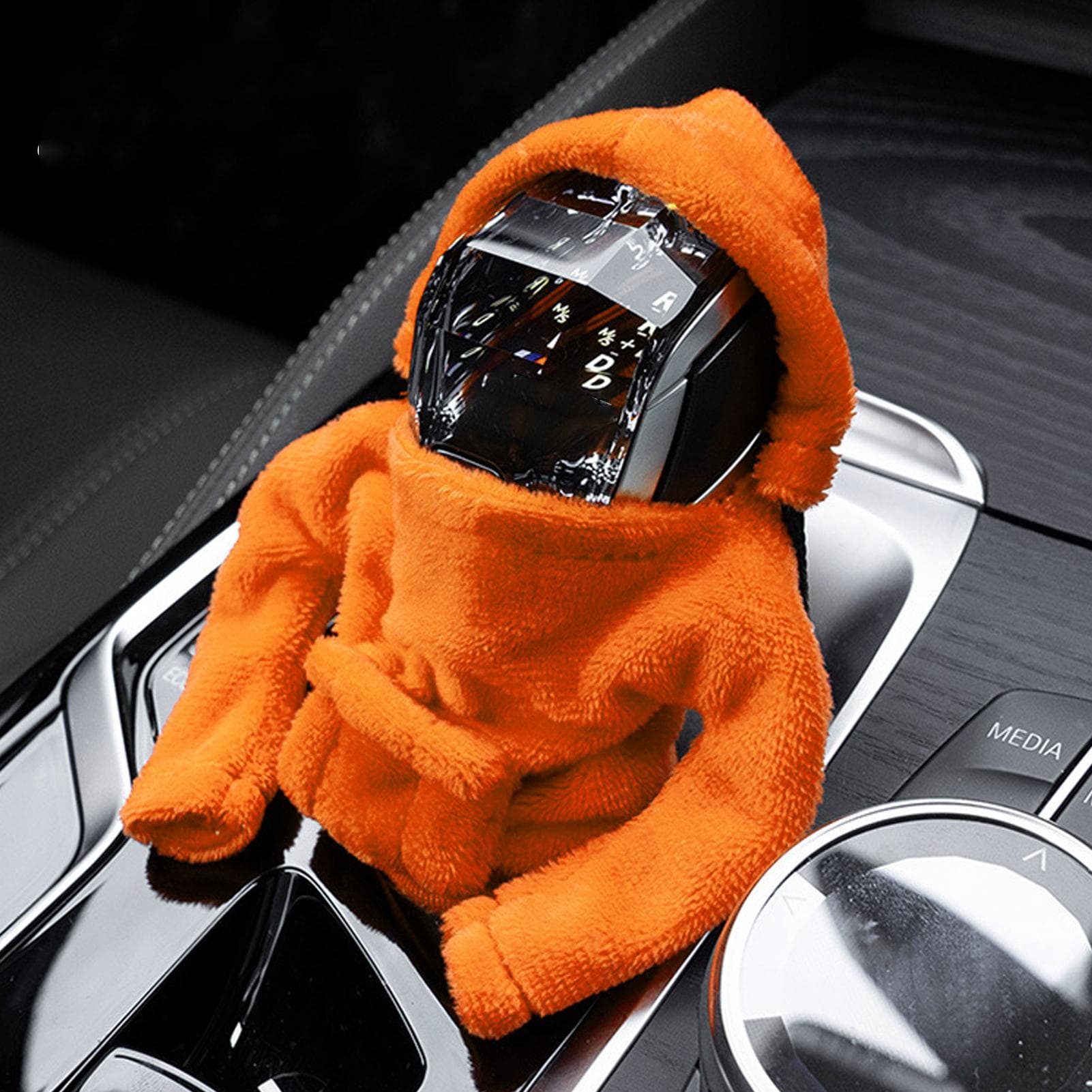 Car Gear Shift Knob Cover Hooded Car Shift Knobs Cover Cute and Warm Gear Shift Sleeve Suitable for orange