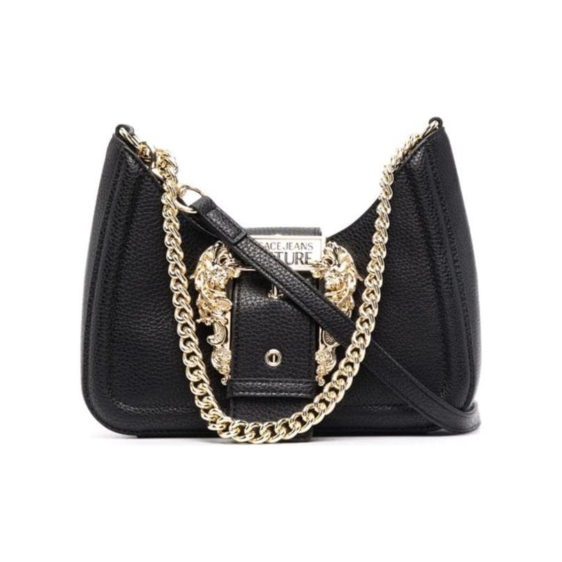 Versace Jeans Couture Chain Gold Buckle Elegant Leather Underarm Shoulder Crossbody Bag Women bags Black 71VA4BF5-71578-899 Basic Set (Bag+Dust Bag)