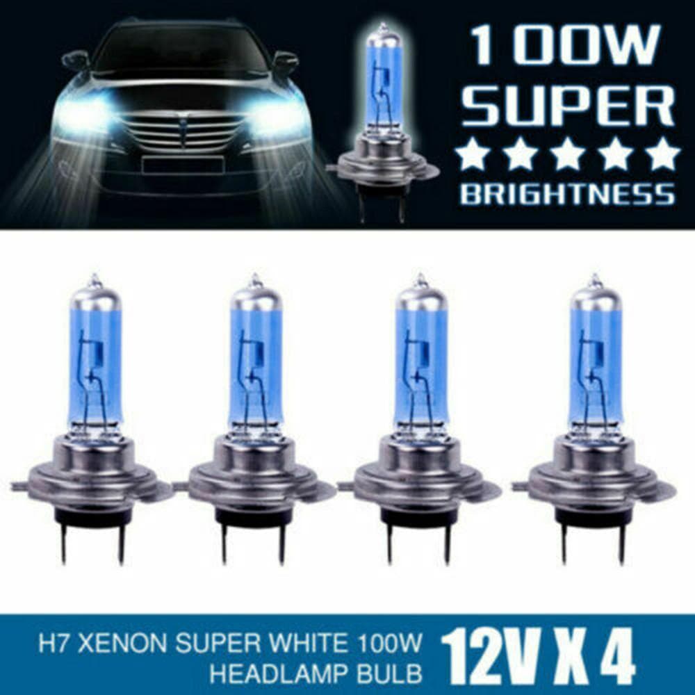Car Light Bulb-4Pcs H7 100W 6000K Xenon Hid Super White Effect Look Headlight Lamp Light Bulb 12V