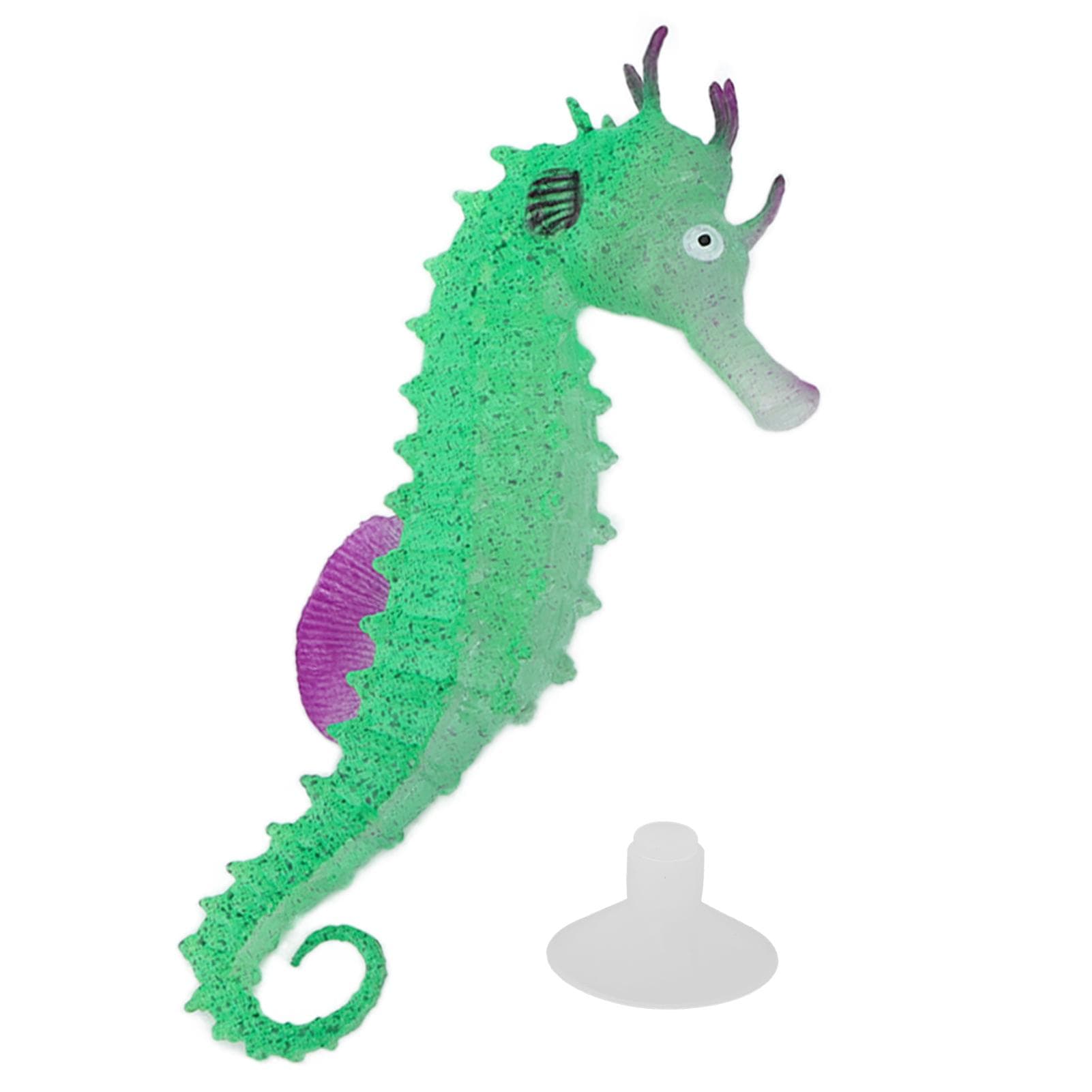 Simulation Seahorse Realistic Luminous Silicone Hippocampus with Suction for AquariumsGreen green