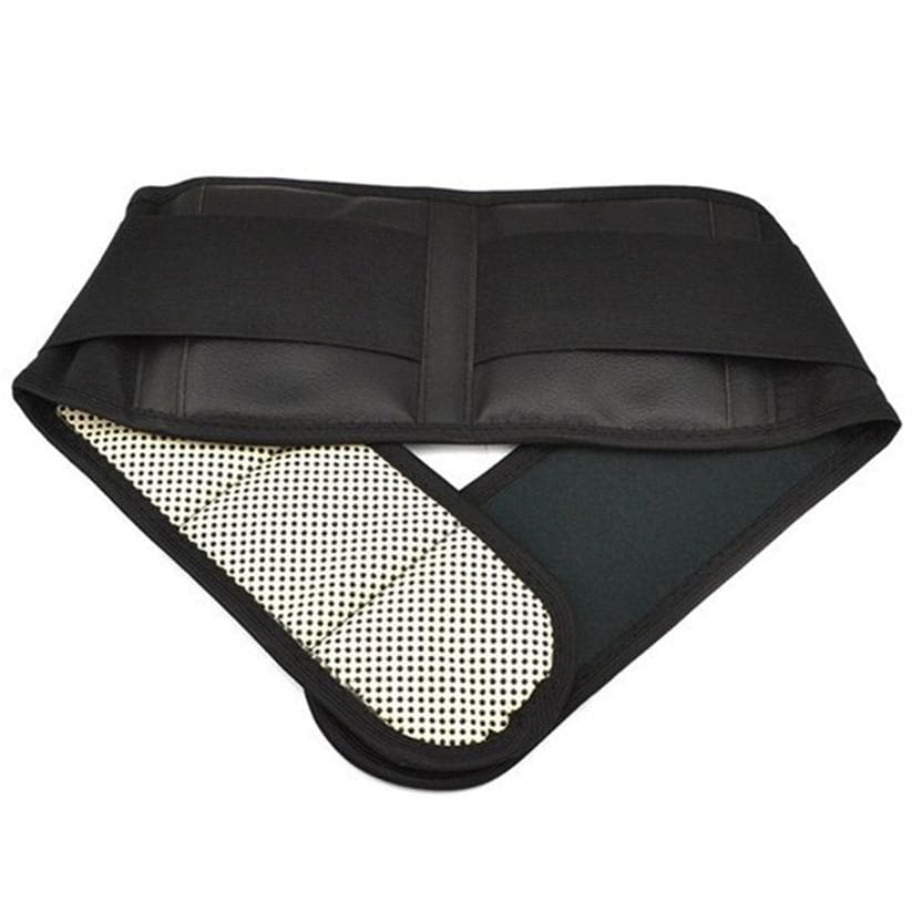Magnetic Back Support Brace Belt Lumbar Lower Waist Double Adjust Pain Relief L black