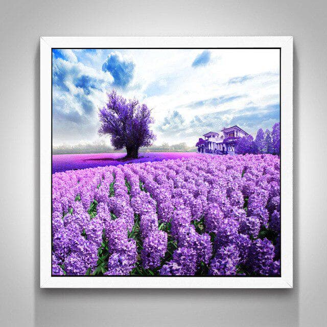 Diamond Embroidery Lavender Flower DIY Cross Stitch Diamond Painting Landscape Diamond Mosaic 30X30CM