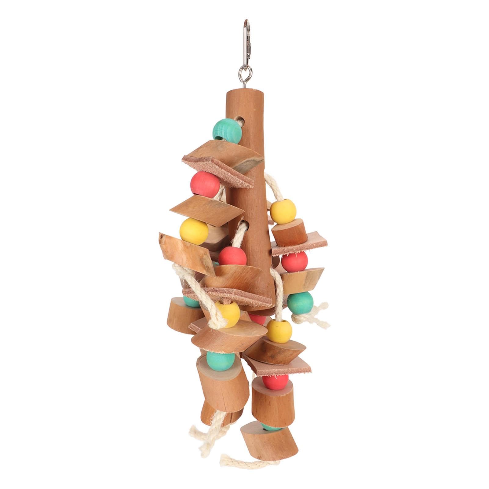 Bird Chew Toy Colorful Beak Paw Grinding Wood Blocks Parrot Hanging Cage Toy for Small Bird Large