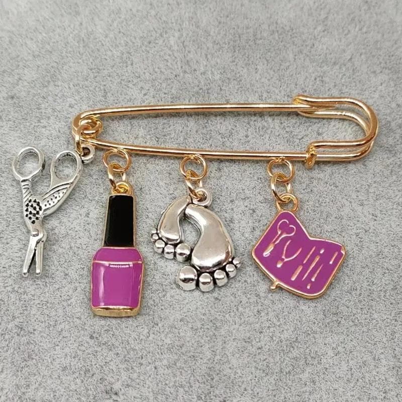 Fashion Nail Art Brooch Vintage Jewelry Mini Nail Art Nail Polish Scissors Pin Brooches purple