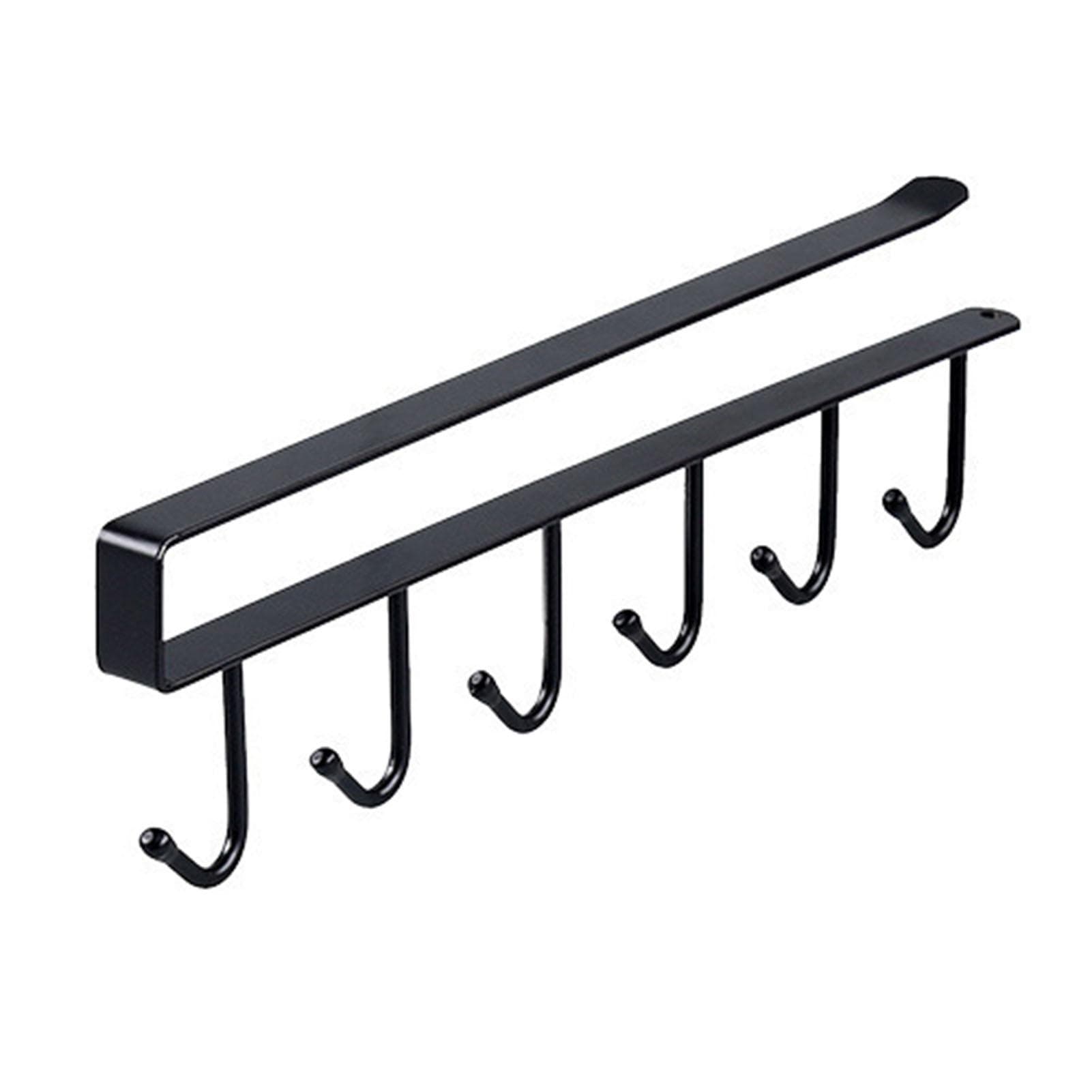 6 Hooks Under Cabinet Hangers No Drilling Under Cabinet Mug Holder Rack Multifunctional Iron Hook