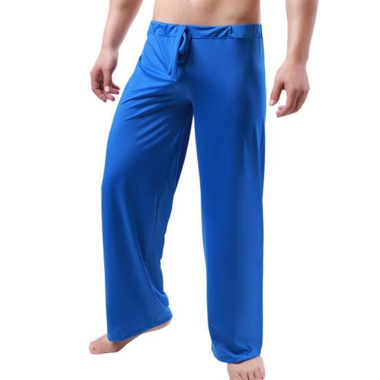 Men Yoga Pants Drawstring Sports Breathable Pure Color Men Sports Trousers Men Garment XL blue