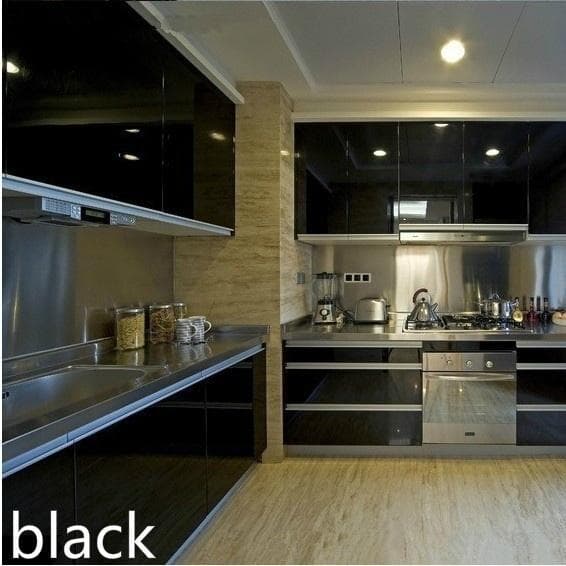 Self Adhesive Thick Furniture Renovation Bathroom Kitchen Cabinet Countertop Wall Sticker black