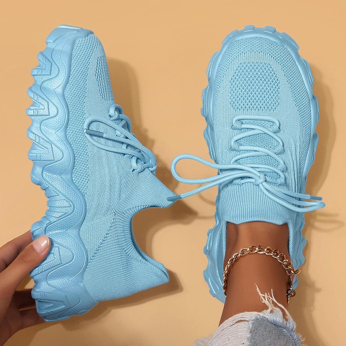 Platform White Shoes Women's New Ins Fashionable Autumn Versatile Muffin Lightweight Casual Sports Height Increasing Insole Women's Shoes 39 blue