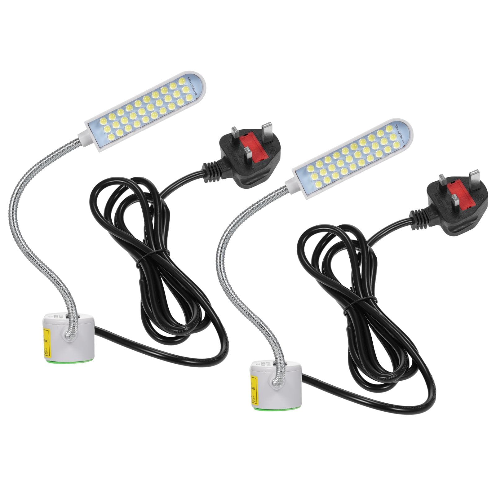 2PCS 30LEDs Sewing Machine Lamp Magnetic Base LED Light Fixture Flexible Bendable Tube for UK Plug multicolour