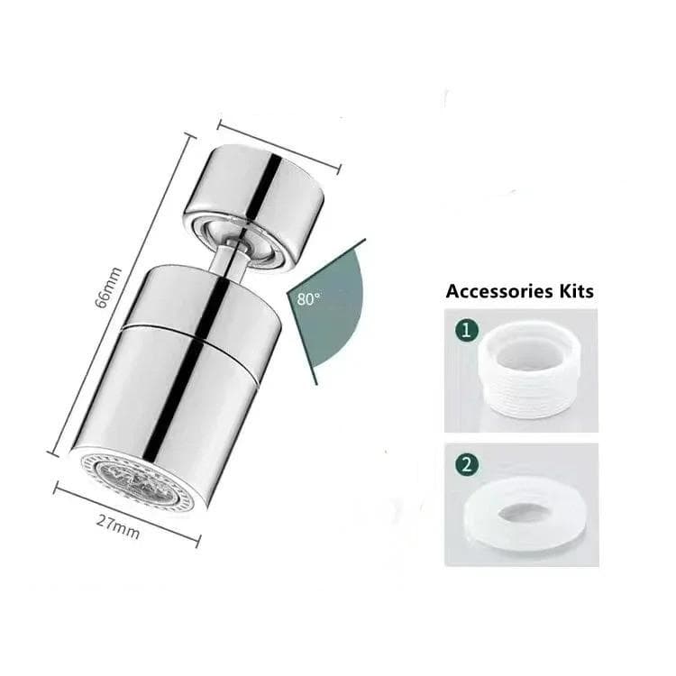 2 Mode Kitchen Faucet Spray Head Filter Adjustable 360° Rotary Anti Splash Tap Nozzle Bubbler Kitchen Sink Faucet Aerator silver