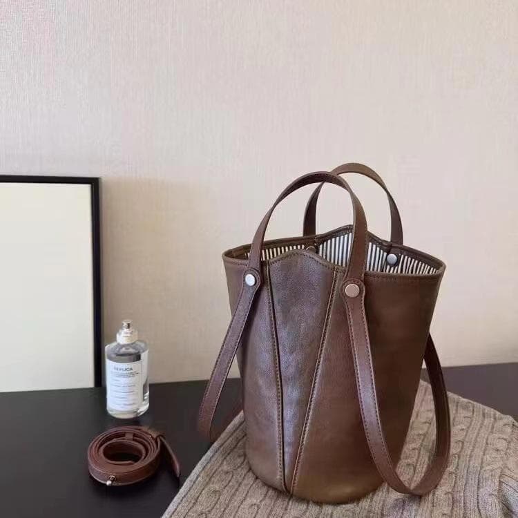 Vintage Bucket Bag Women's Fall/Winter Underarm Bag All-match Tote Bag Commuter Bag