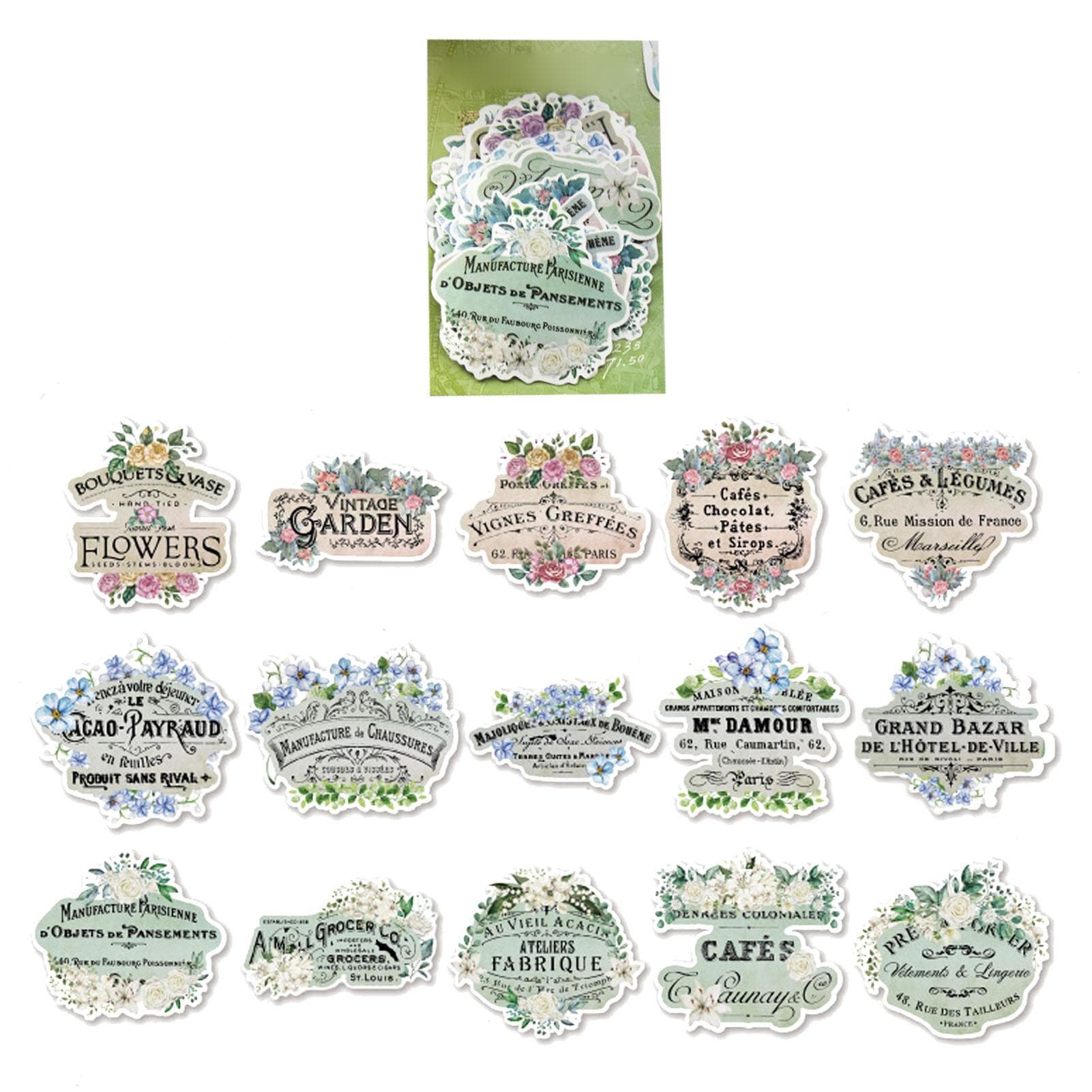 30pcs Handbook Decal Retro Various Patterns Colorfast DIY Scrapbook Decoration Stickers for Notes