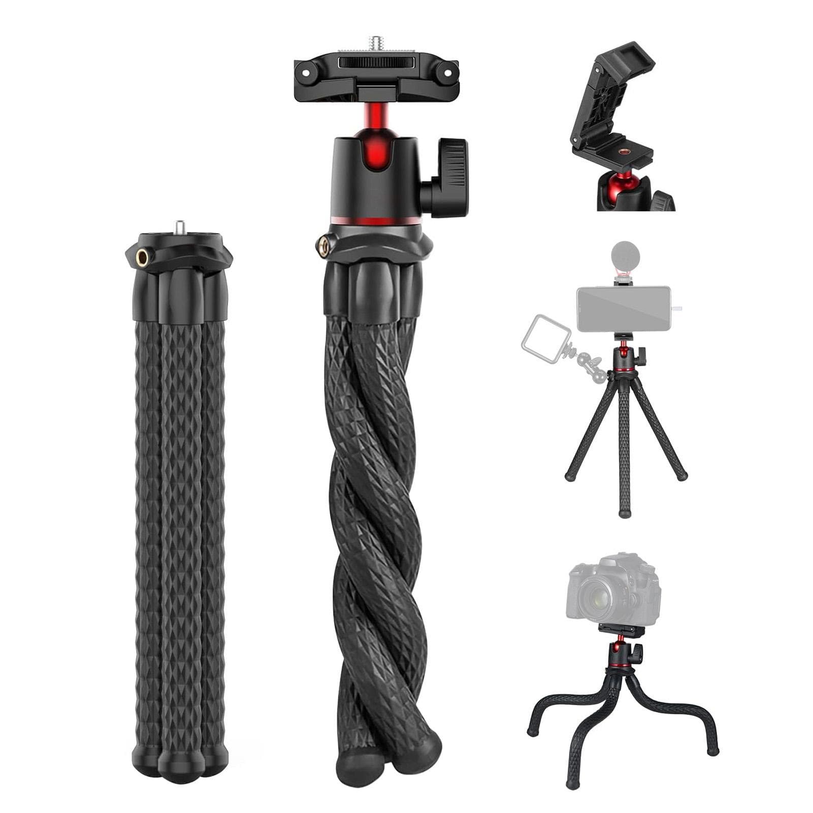 MT-11 Flexible Octopus Tripod Stand 1/4 Inch Screw 2-in-1 Platform Design 360 degrees  Adjustment black