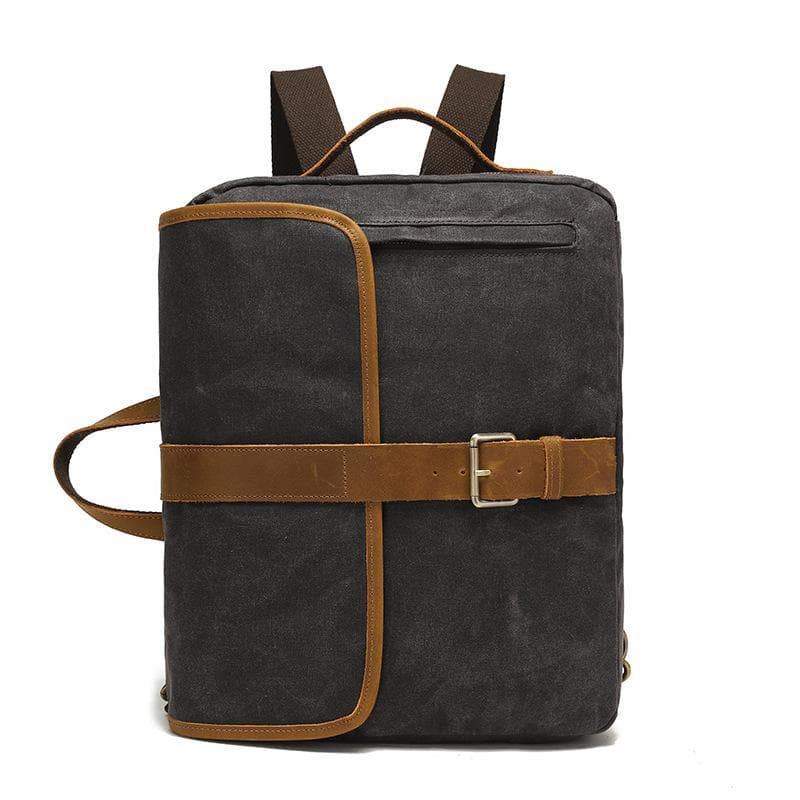 Multifunctional Triple Backpack Wash Canvas Tote Outdoor Sports Crossbody Bag Kit black