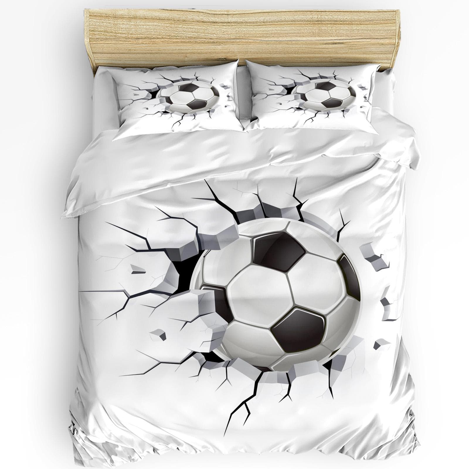 Soccer Football Net Sketch Printed Comfort Duvet Cover Pillow Case Home Textile Quilt Cover Boy Kid Teen Girl 3pcs Bedding Set EU single(135x200cm)