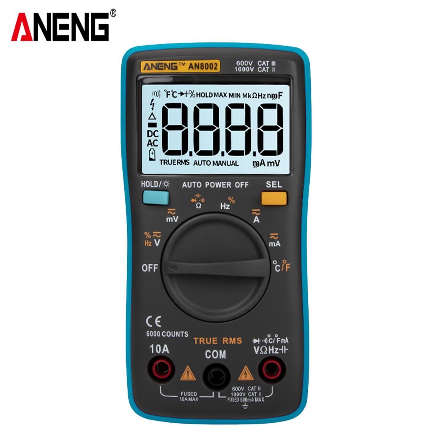 ANENG AN8002 6000 Counts True RMS Multifunctional Digital Multimeter Voltmeter Ammeter Handheld Mini Universal Meter blue