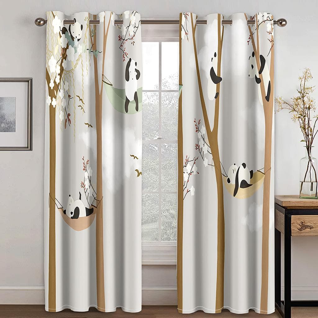 Bamboo Curtains Bamboo 3D Printed Nature Wood Natural Zen Asian Chinese Style Wildlife Home Decor Living Room Bedroom 100W160H(CM)40x63in&Grommet Top