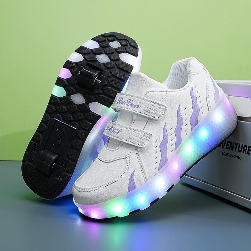Runaway Shoes Men and Women Children Adult Double Roller Skates LED Light Shoes 33