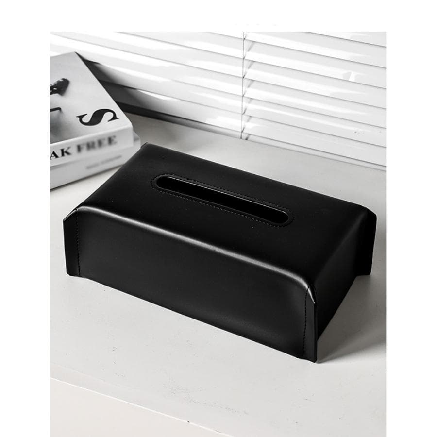 New Woven Tissue Box Leather Napkin Case Paper Cover Car Living Holder Desktop Home Tabletop Decoration black