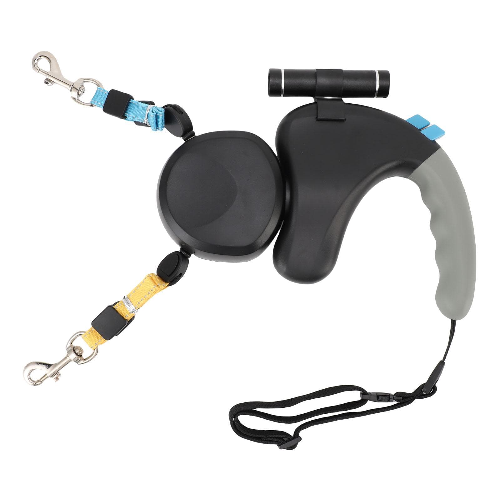 2 Dog Retractable Leash 360 degrees Rotation Double Headed Dog Leash with LED Light 3 Meters Grey black