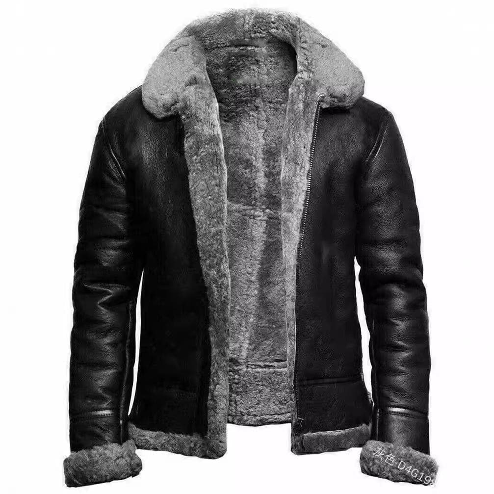 New Autumn and Winter Men's Artificial Fur One-piece Woolen Coat 2XL