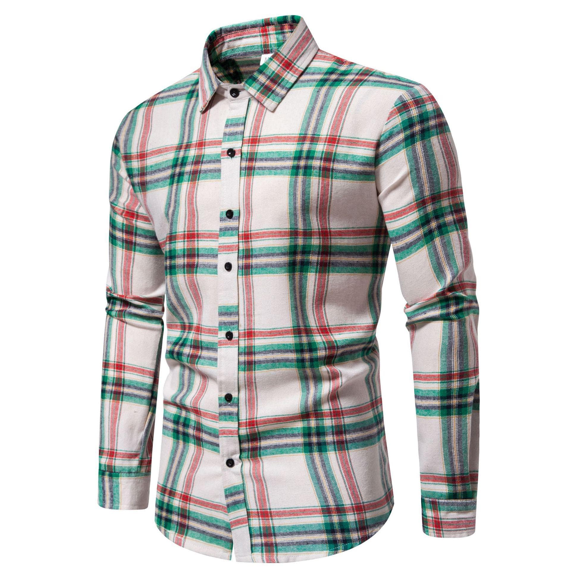 Men's Classic Retro Plaid Shirts Long Sleeve Shirt Jacket Casual Business Plaid Shirt for Men Lightweight Work Lapel Shirts S