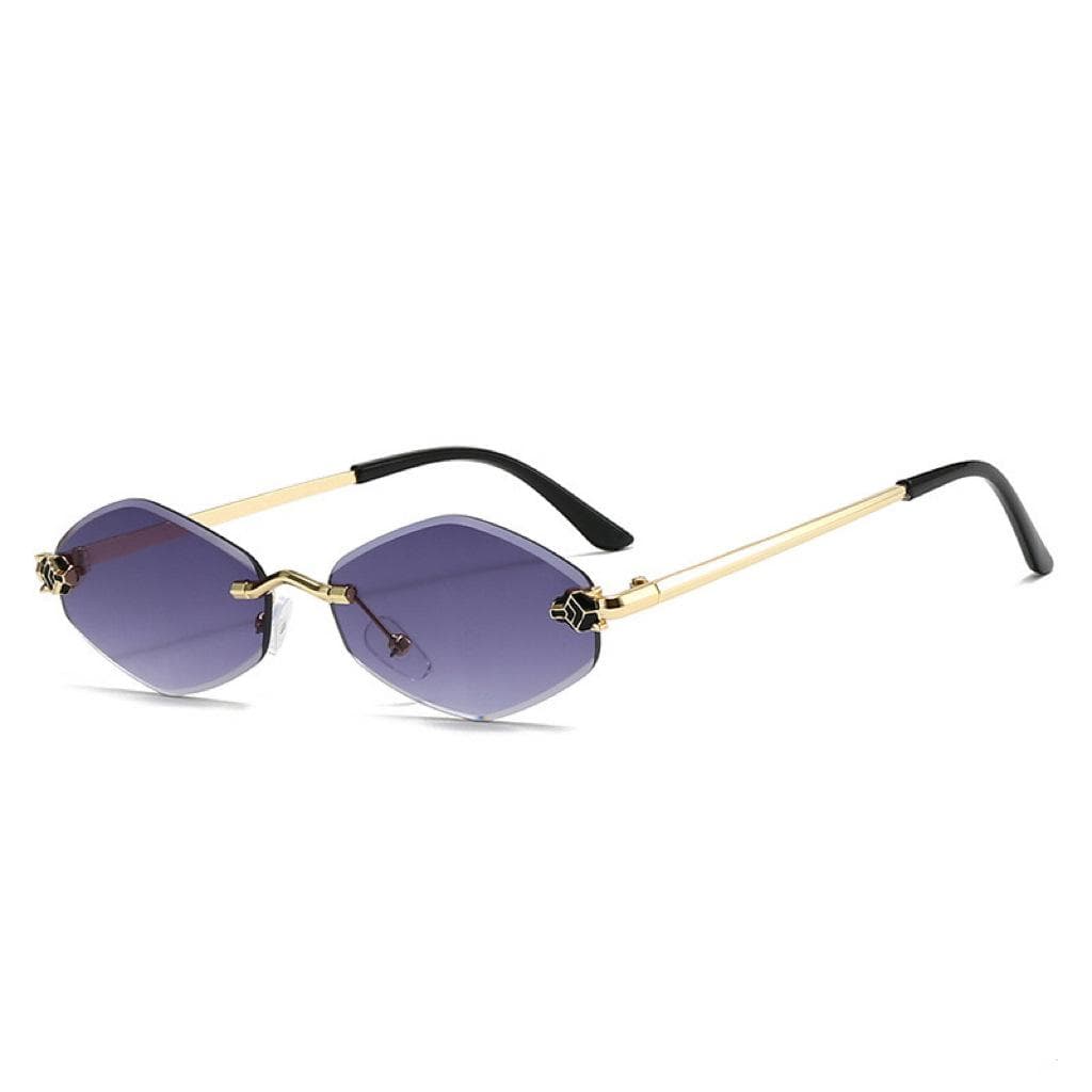 New Frameless Cut Edge Diamond Shaped Leopard Sunglasses UV400 Small Frame UV Resistant Personalized