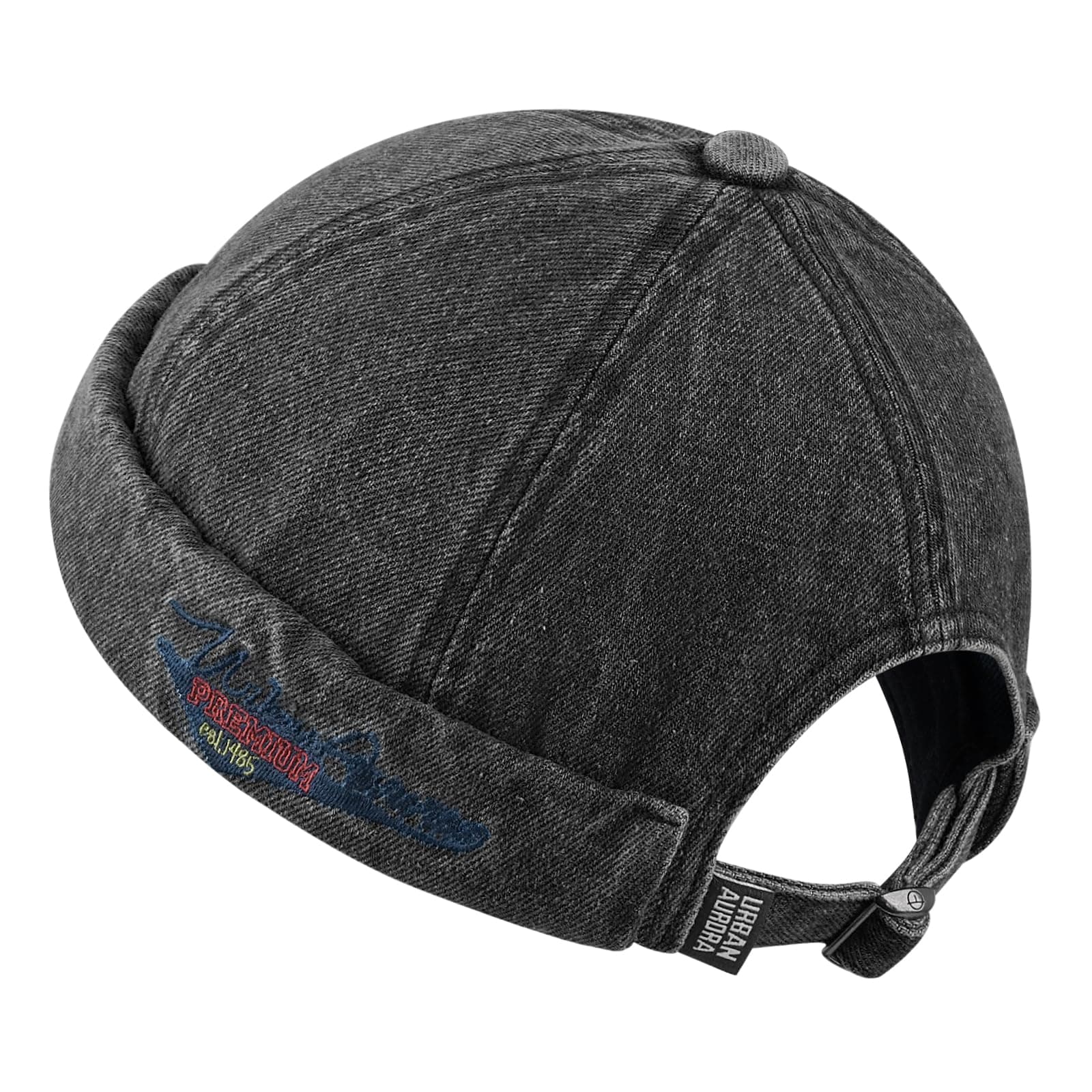 Clape Roll Brimless Embroidered Sag Round Watch Slimming Solid Unique Hip Hop Stylish Retro Foldable for Outdoors Men's Cap, Fisherman's Cap, Cap, black
